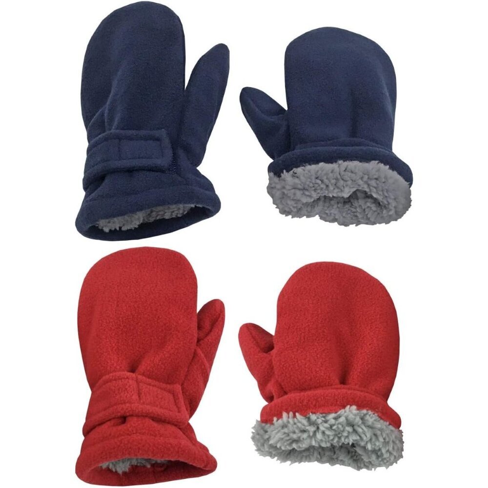 Baby Toddler Mittens Kids 2 Pairs Fleece Gloves Winter Warm Sherpa Lined
